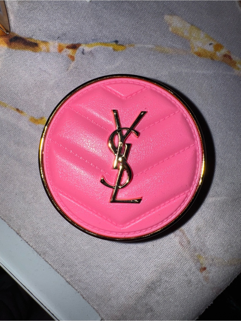 Yves Saint Laurent Hot Pink Blush Compact with Gold Logo